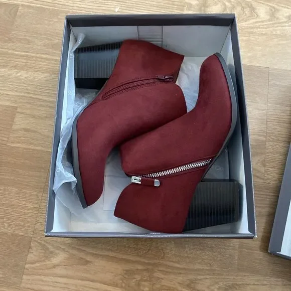 Style & Co Masrinaa Block-Heel Ankle Bootie Scarlet Micro Size 9.5M NIB - Picture 5 of 12